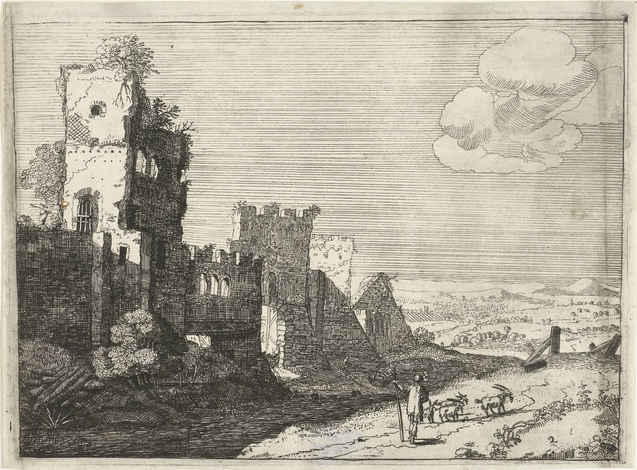 Ziegenhirte bei einem Schlossgraben von Laurens Barata