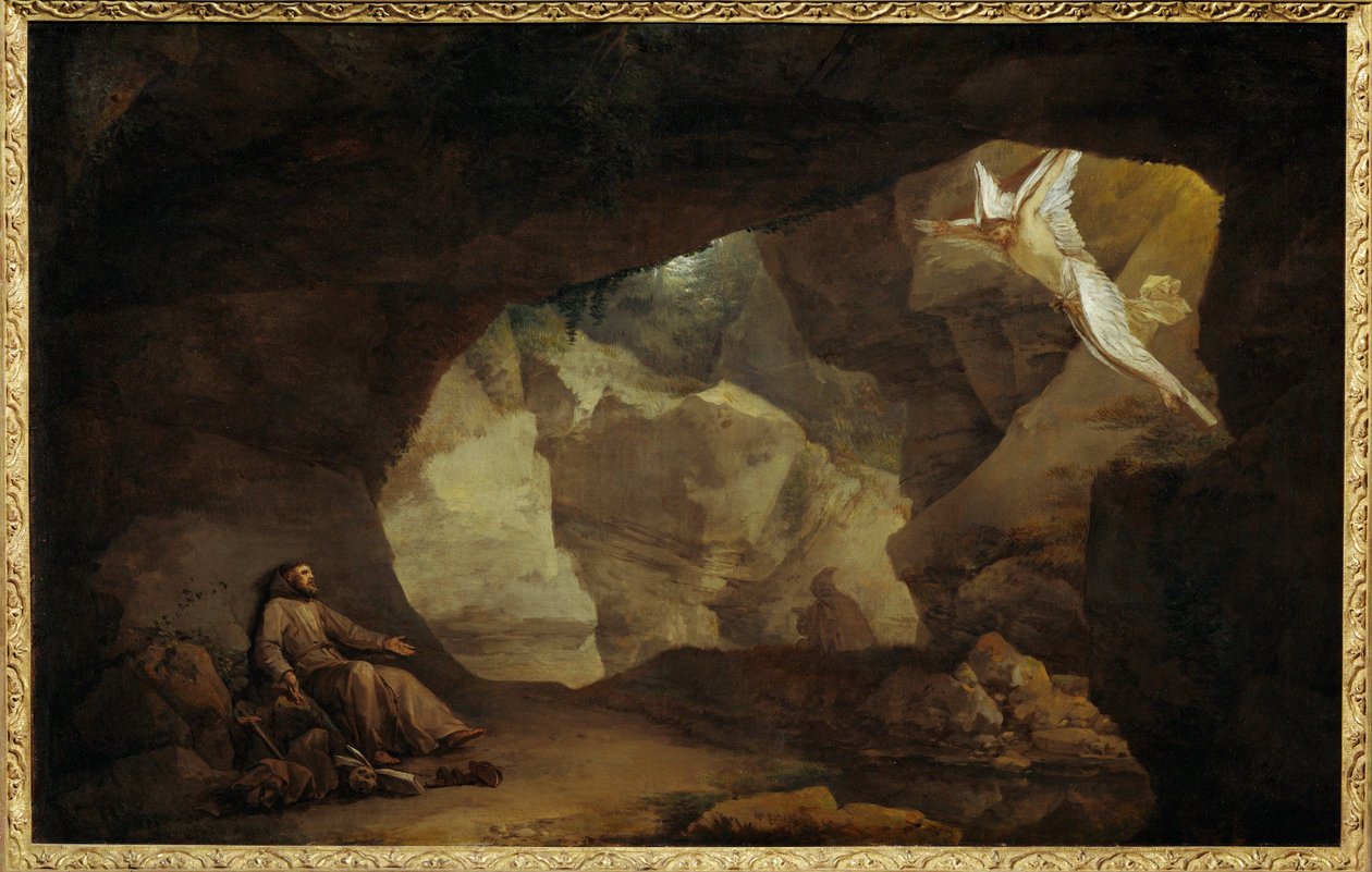 Landschaft mit dem heiligen Franziskus von Laurent de (workshop of) La Hyre