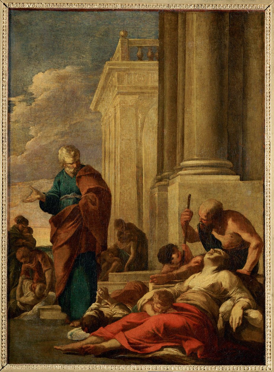 Der heilige Petrus heilt die Kranken mit seinem Schatten von Laurent de (workshop of) La Hyre