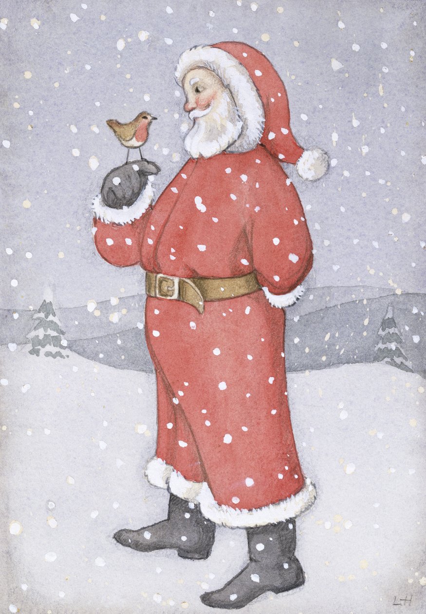 Weihnachtsmann und ein Rotkehlchen von Lavinia Hamer