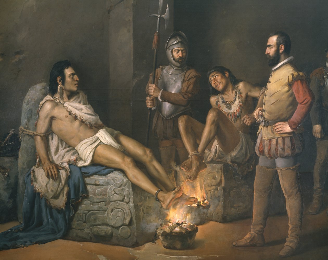 Folterung von Cuauhtemoc (1497-1525) 1893 (Detail) von Leandro Izaguirre