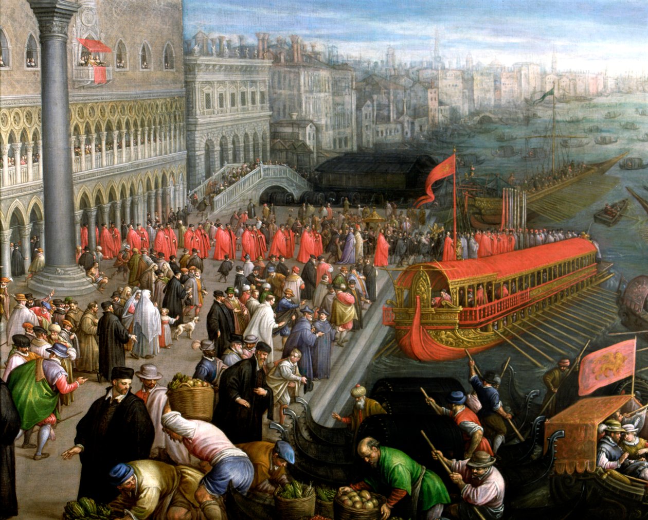 Die Riva Degli Schiavoni in Venedig, Detail, kommerzielle Aktivitäten und Kleidung in Venedig von Leandro da Ponte Bassano