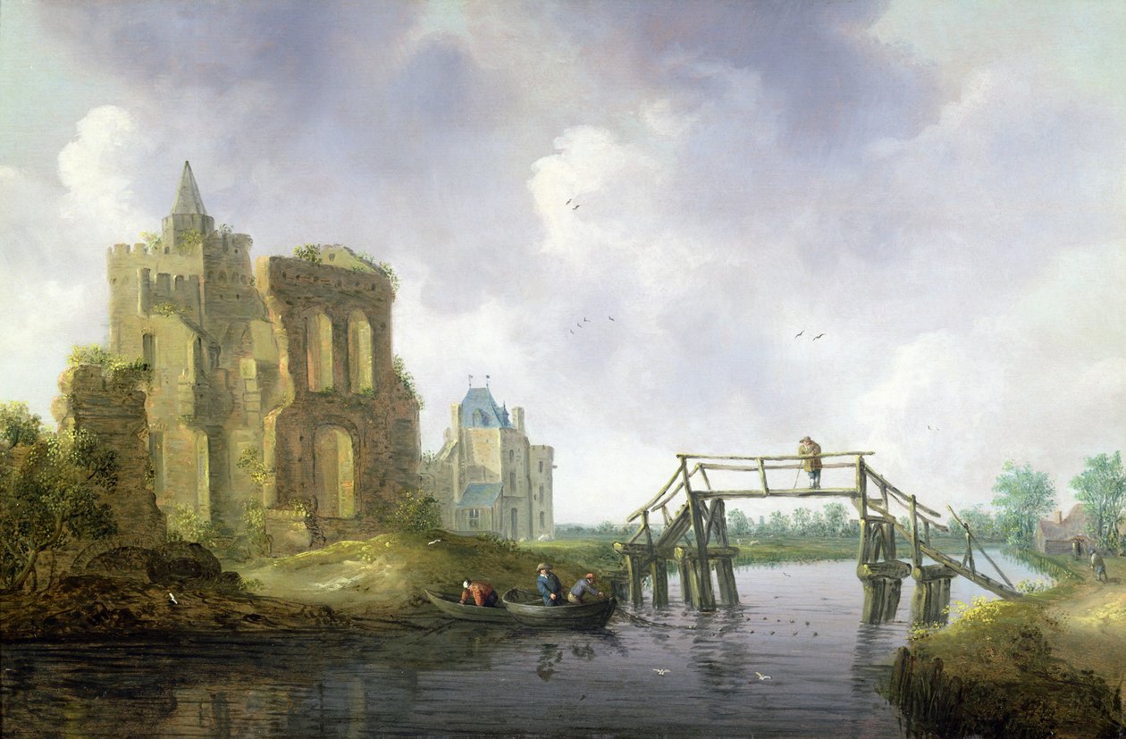 Die Brücke bei Heemstede, außerhalb von Haarlem von Leendert or Leonard Knijff