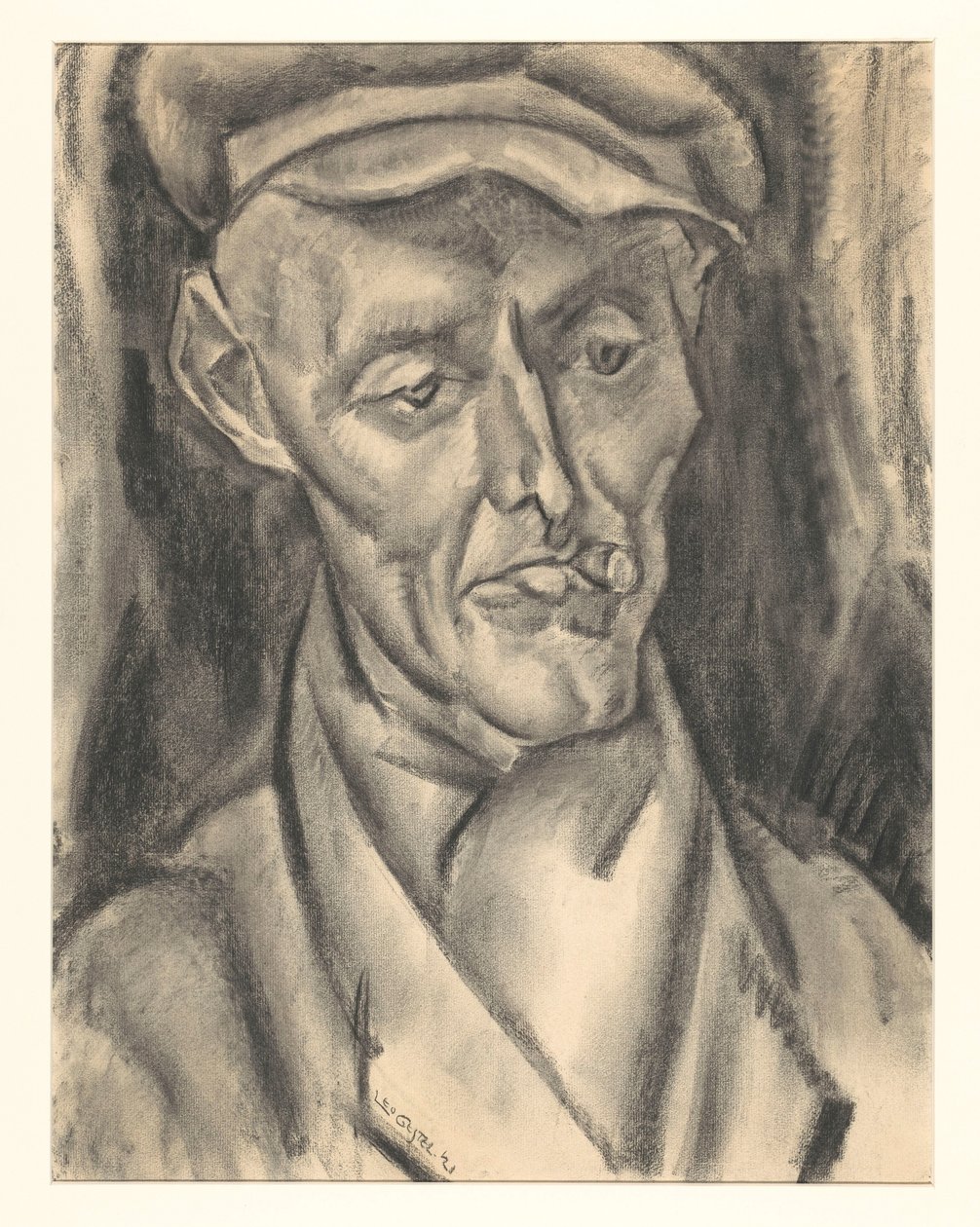 Mann mit Mütze und Zigarre von Leo Gestel (signed by artist)