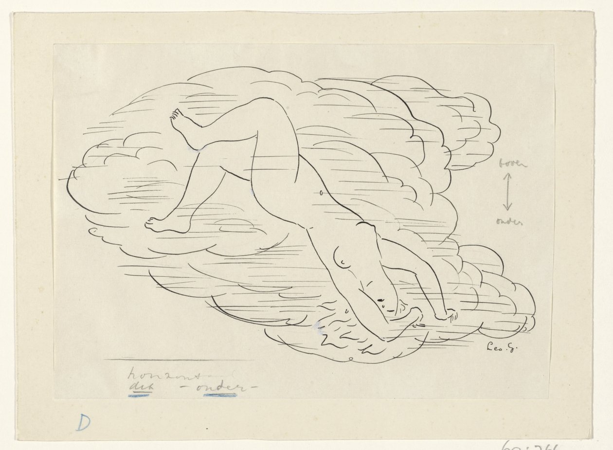 Nackte Frau in den Wolken von Leo Gestel (signed by artist)
