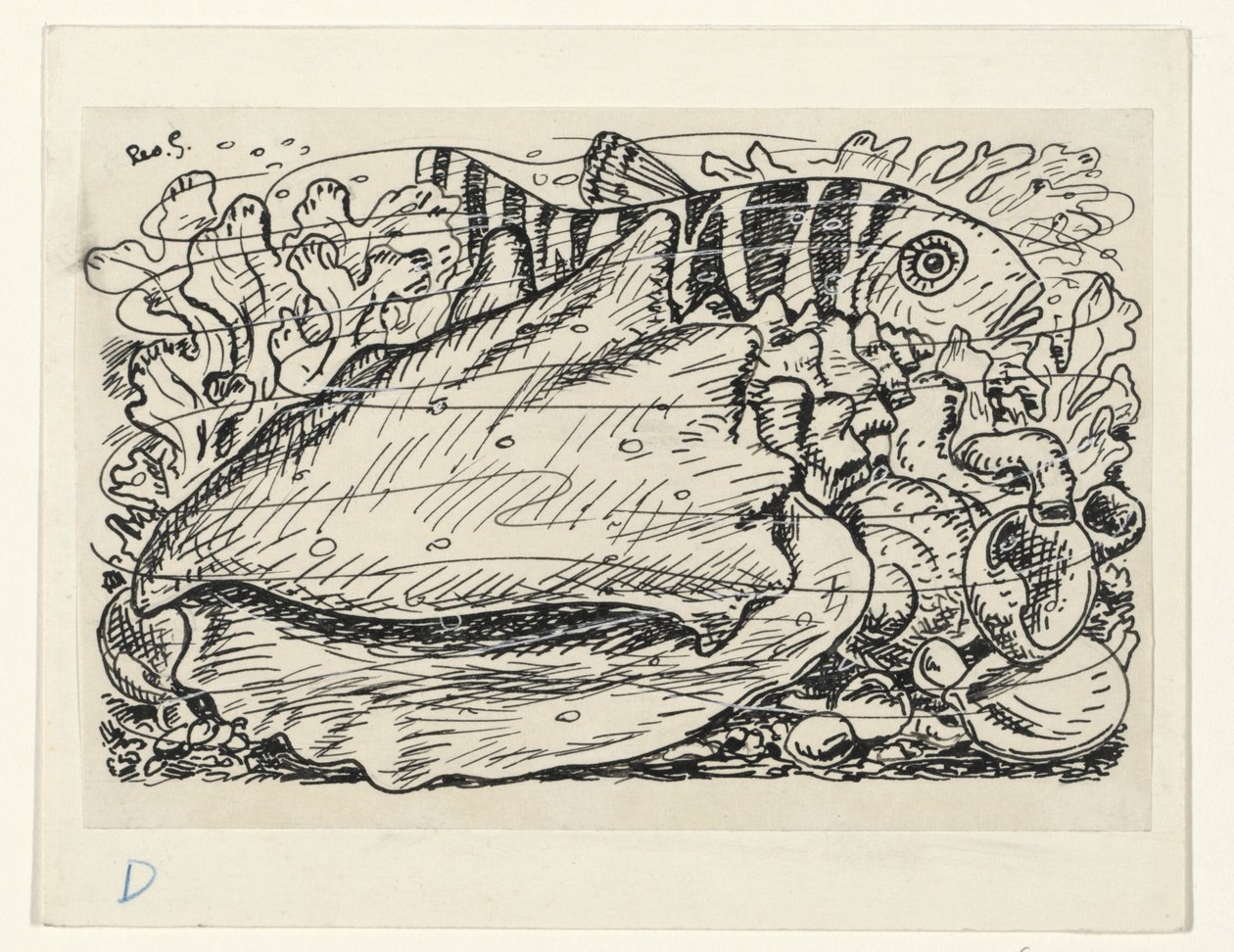 Fisch und Muschel im Wasser von Leo Gestel (signed by artist)