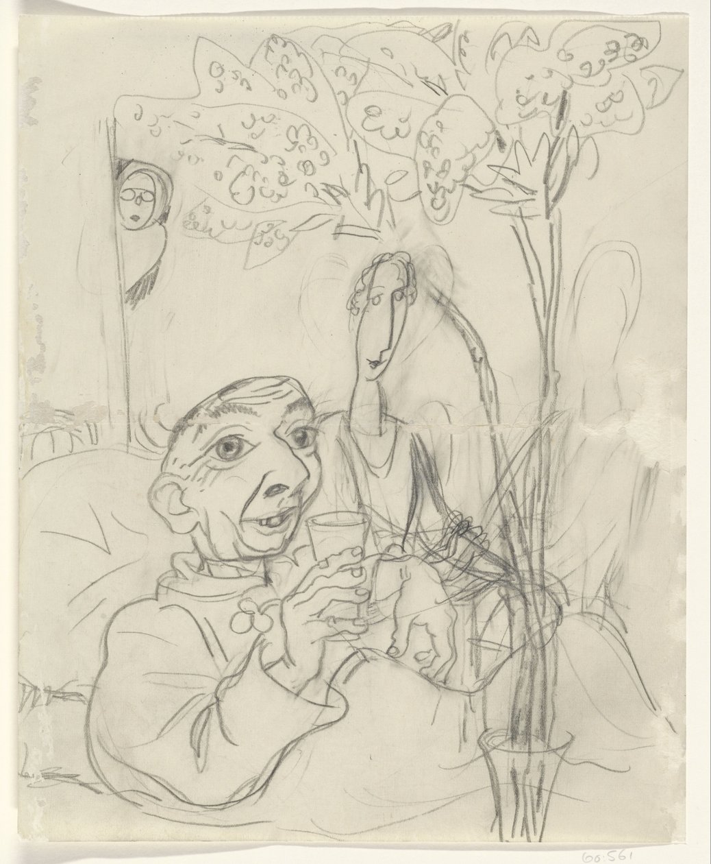 Karikatur von Leo Gestel auf seinem Krankenbett von Leo Gestel
