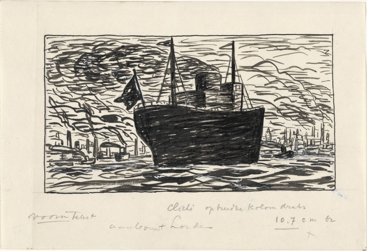 Schiff fährt in den Hafen von London ein von Leo Gestel
