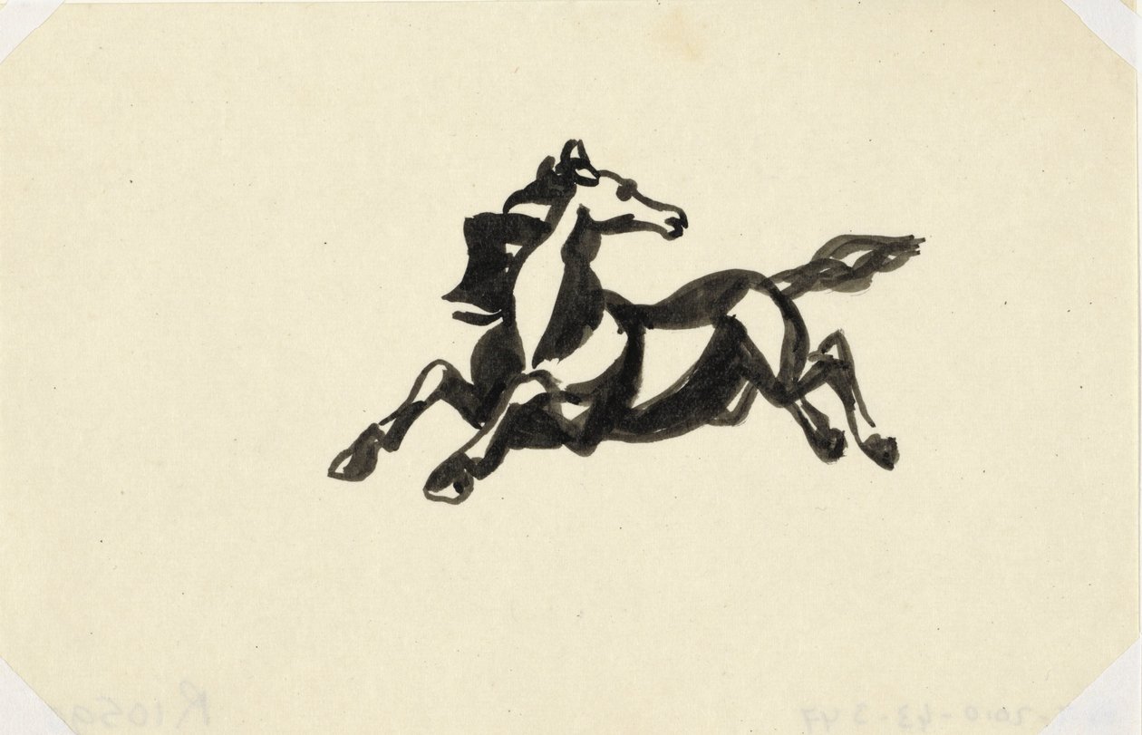 Springendes Pferd mit nach hinten gedrehtem Kopf von Leo Gestel
