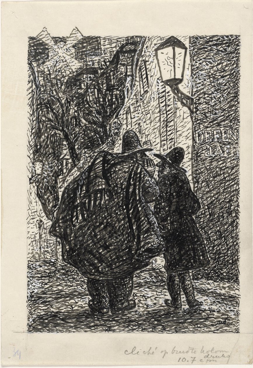 Zwei Männer auf der Straße im Dunkeln von Leo Gestel