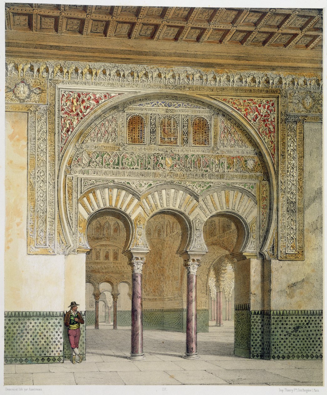 Die Galerie des Löwenhofs in der Alhambra, Granada, 1853 von Leon Auguste Asselineau