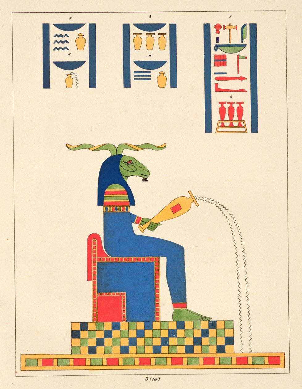 Der Gott Chnum, Illustration aus Pantheon egyptien: Sammlung der mythologischen Figuren des Alten Ägypten von Jean-Francois Champollion, veröffentlicht 1823-25 von Leon Jean Joseph Dubois
