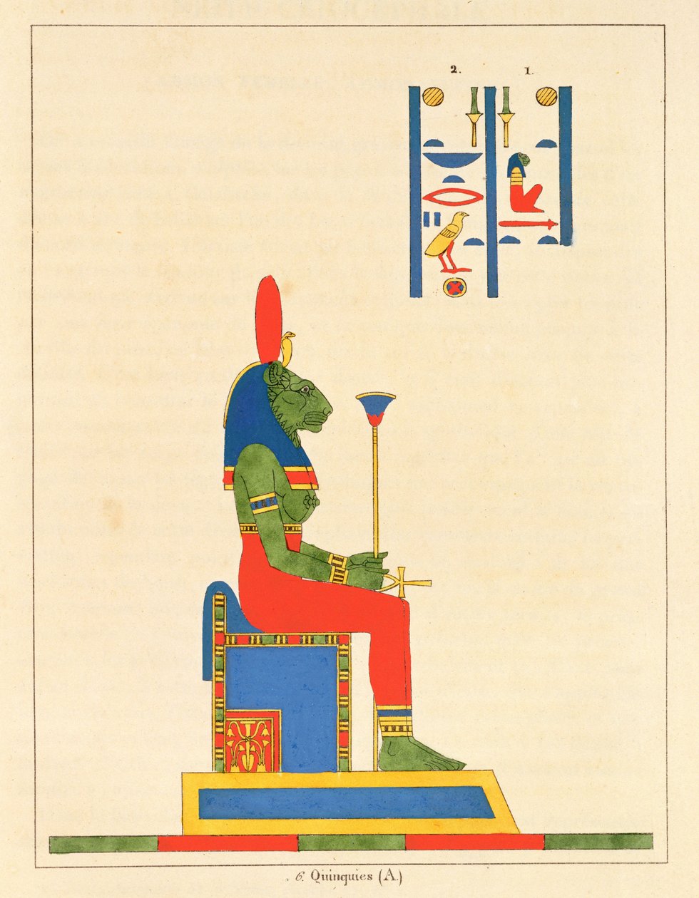 Die Göttin Sachmet, Illustration aus Pantheon egyptien: Sammlung der mythologischen Figuren des Alten Ägypten von Jean-Francois Champollion, veröffentlicht 1823-25 von Leon Jean Joseph Dubois