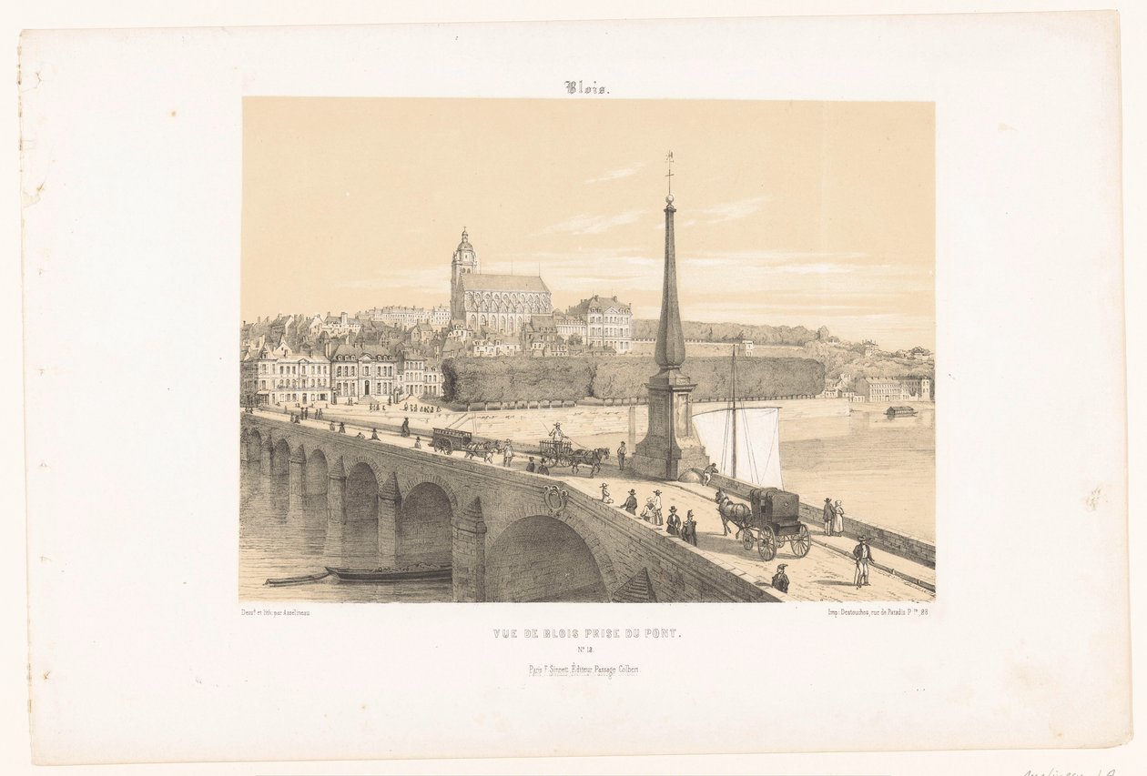 Blick auf Blois von der Brücke von Leon Auguste Asselineau