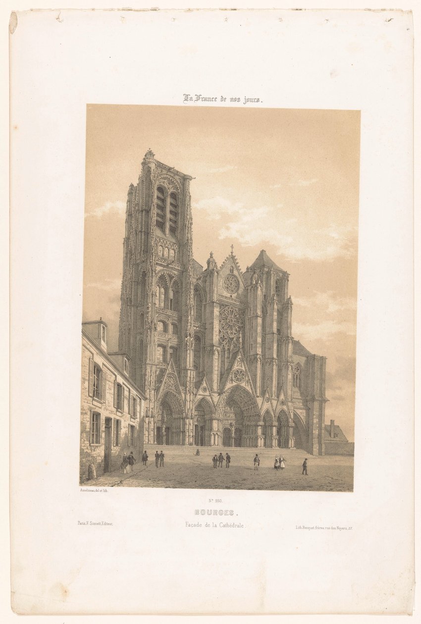Blick auf die Fassade der Kathedrale in Bourges von Leon Auguste Asselineau