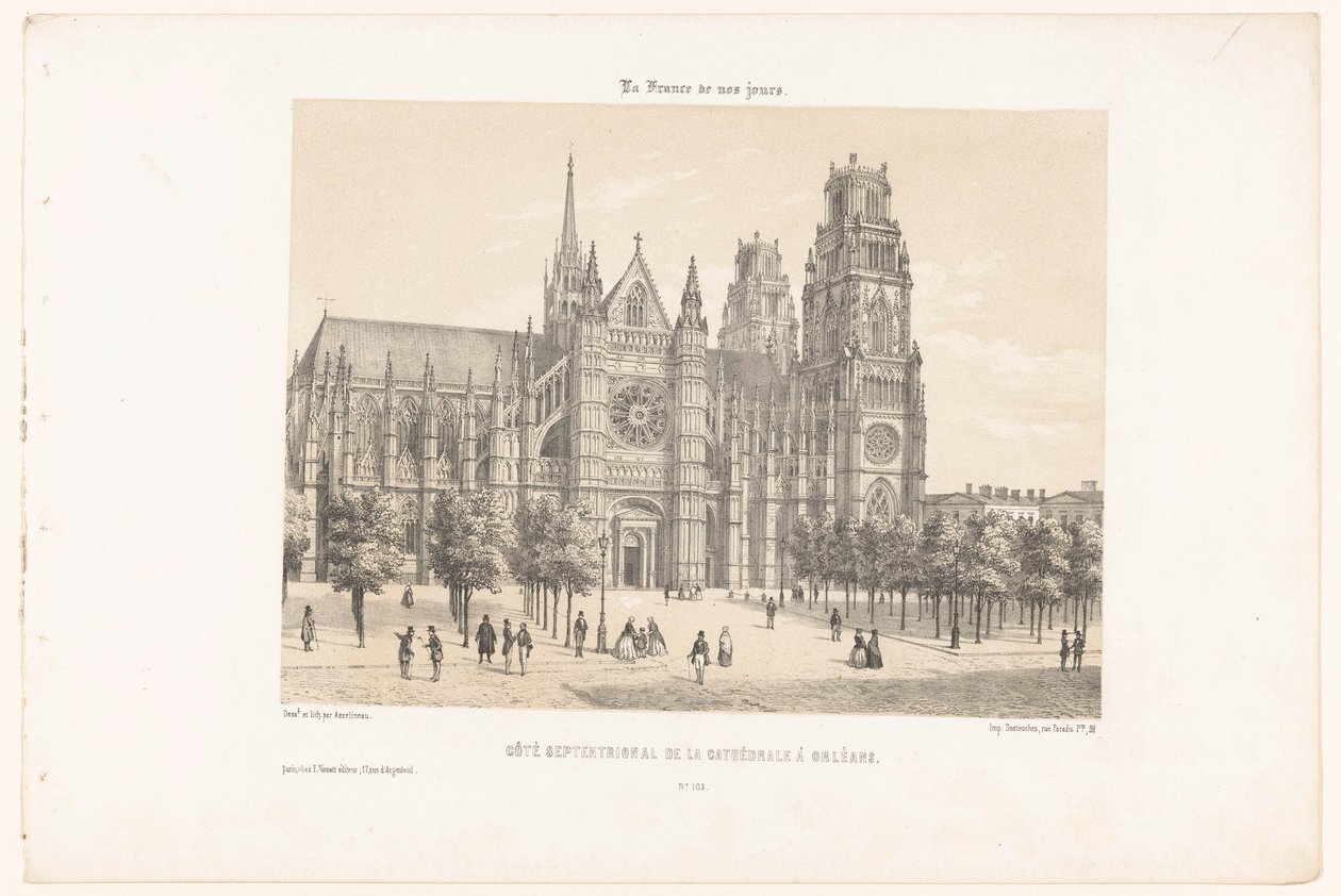 Blick auf die Kathedrale von Orléans (Nordseite) von Leon Auguste Asselineau