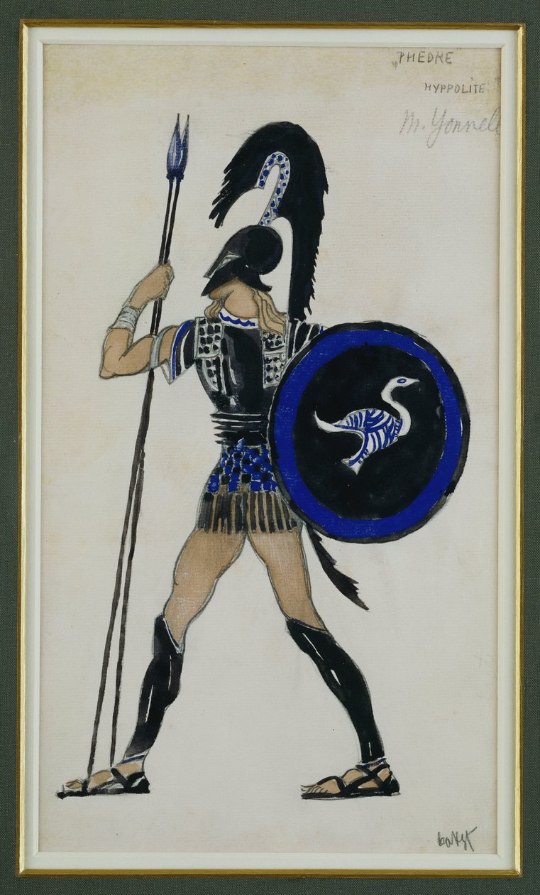 Kostümentwurf für Hippolitus aus „Phaedre“ von Leon Bakst