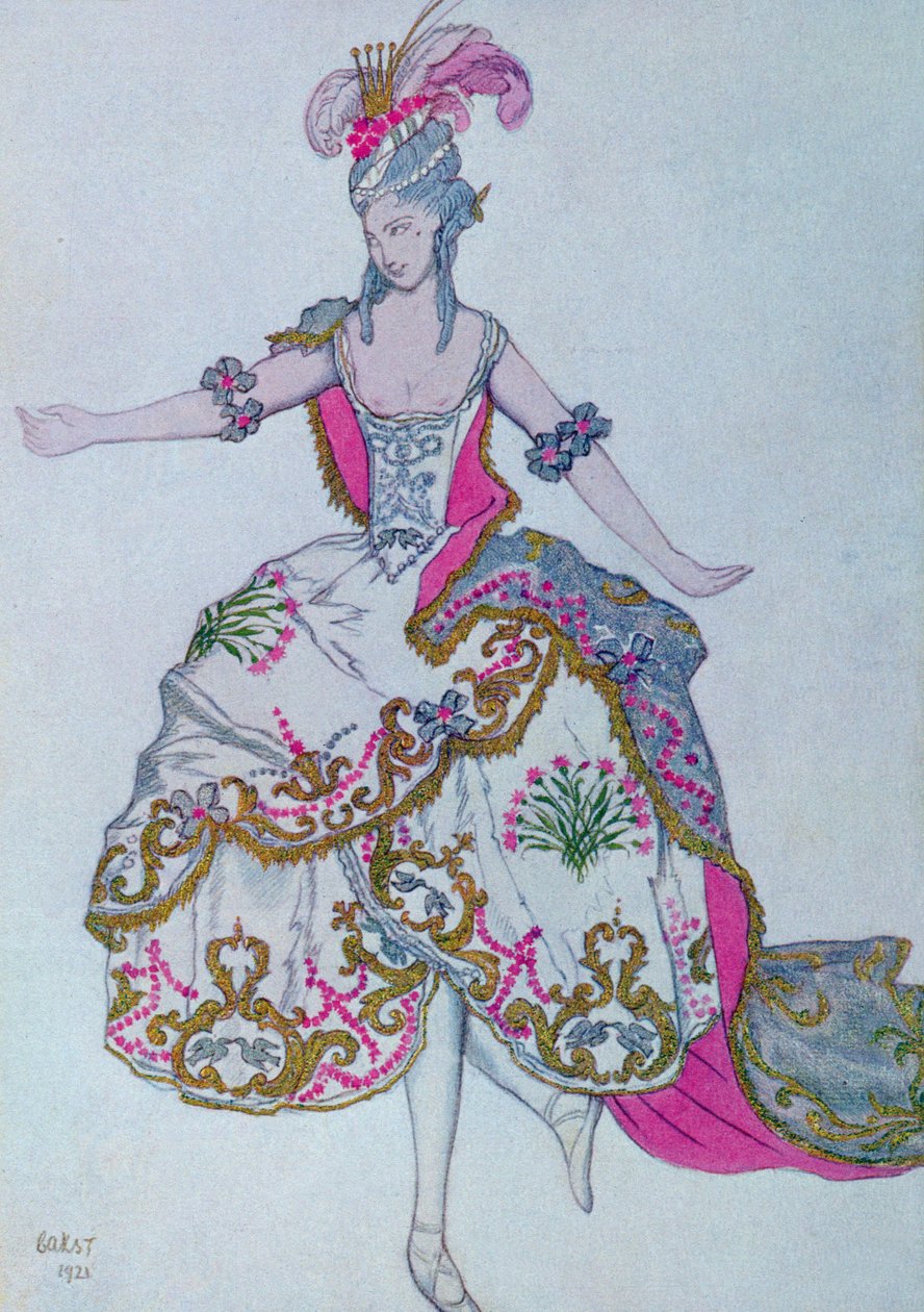 Kostümentwurf für die Fee Nelke, aus Dornröschen von Leon Bakst