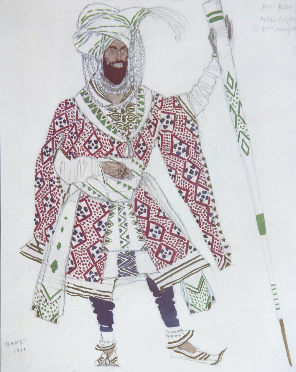 Kostümentwurf für das Ballett Blauer Gott von R. Hahn, 1912 von Leon Bakst