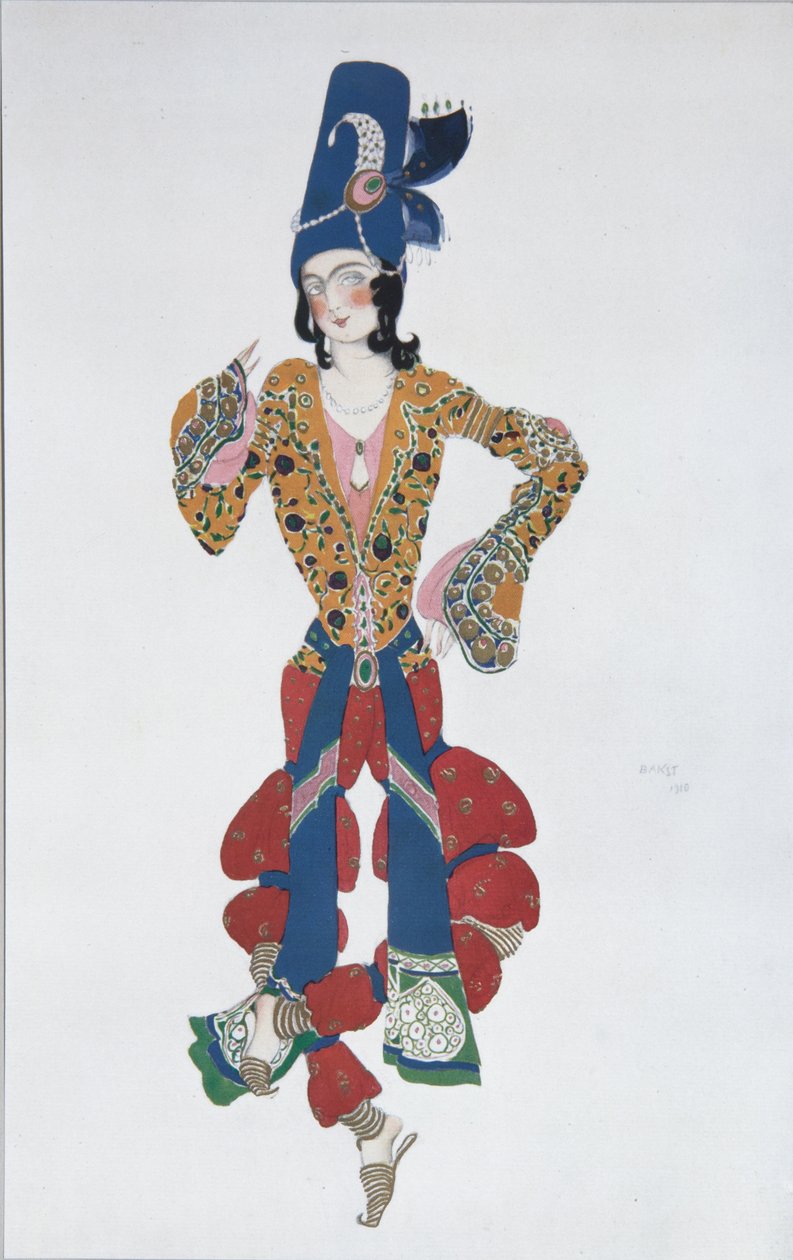 Kostümentwurf für das Ballett Sheherazade von N. Rimsky-Korsakov von Leon Bakst