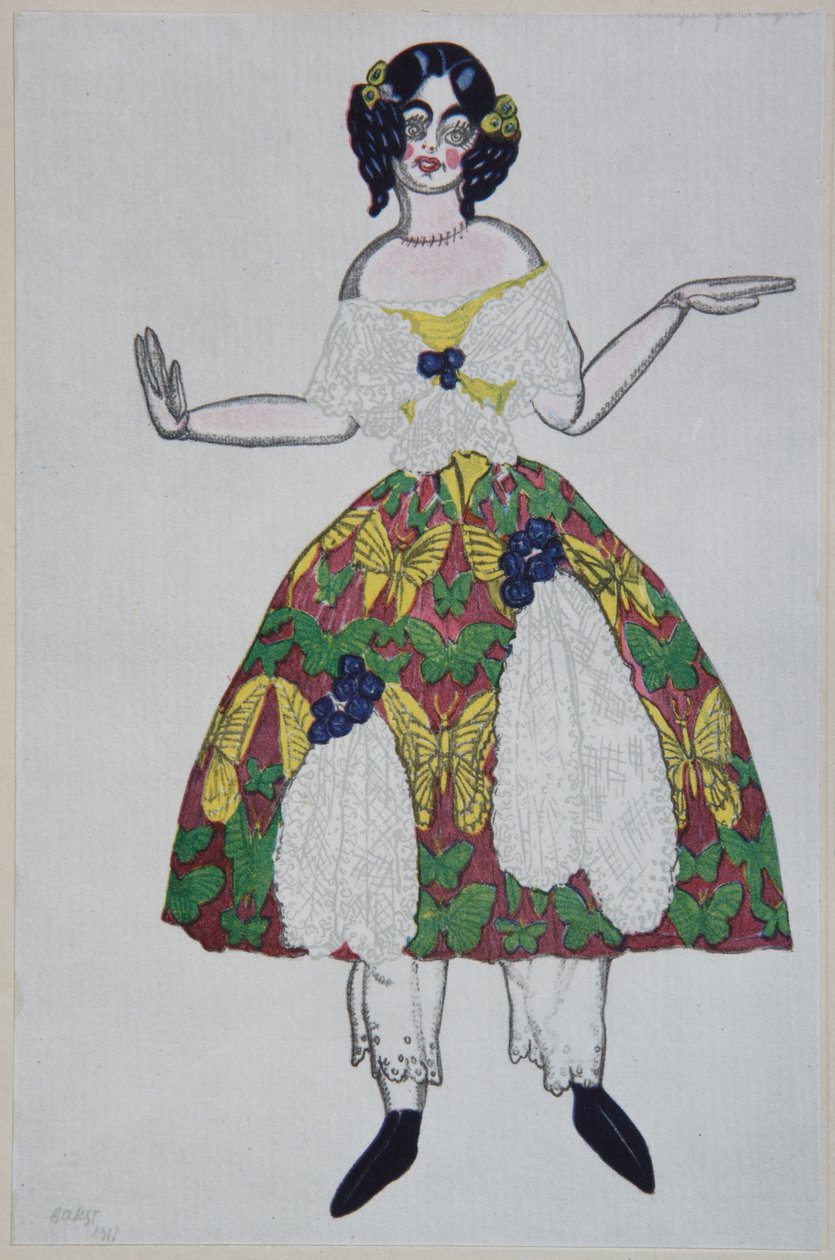 Kostümentwurf für das Ballett Der magische Spielzeugladen von G. Rossini, 1919 von Leon Bakst