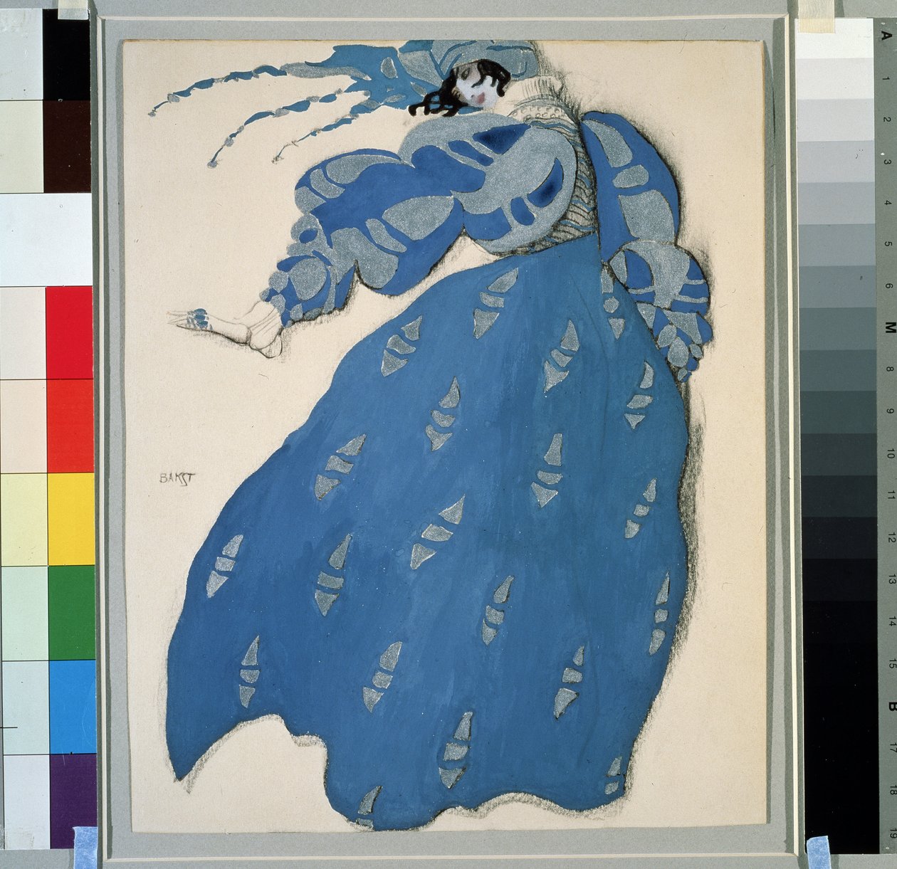 Kostüm für das Ballett "Les dames de bonne humeur" (Les femmes de bonne humeur) unter der Regie von Carlo Goldoni (1707-1793) von Leon Bakst