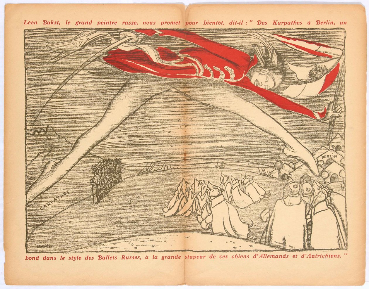 Von den Karpaten nach Berlin, ein Sprung im Stil der russischen Ballette..., ca. 1915 von Leon Bakst