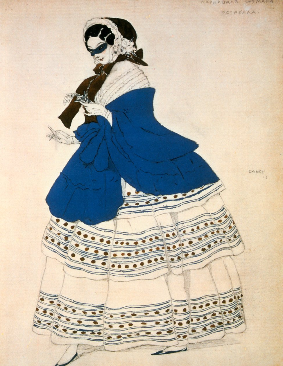 Estrella, Entwurf für ein Kostüm für das Ballett Karneval, komponiert von Robert Schumann, 1919 von Leon Bakst