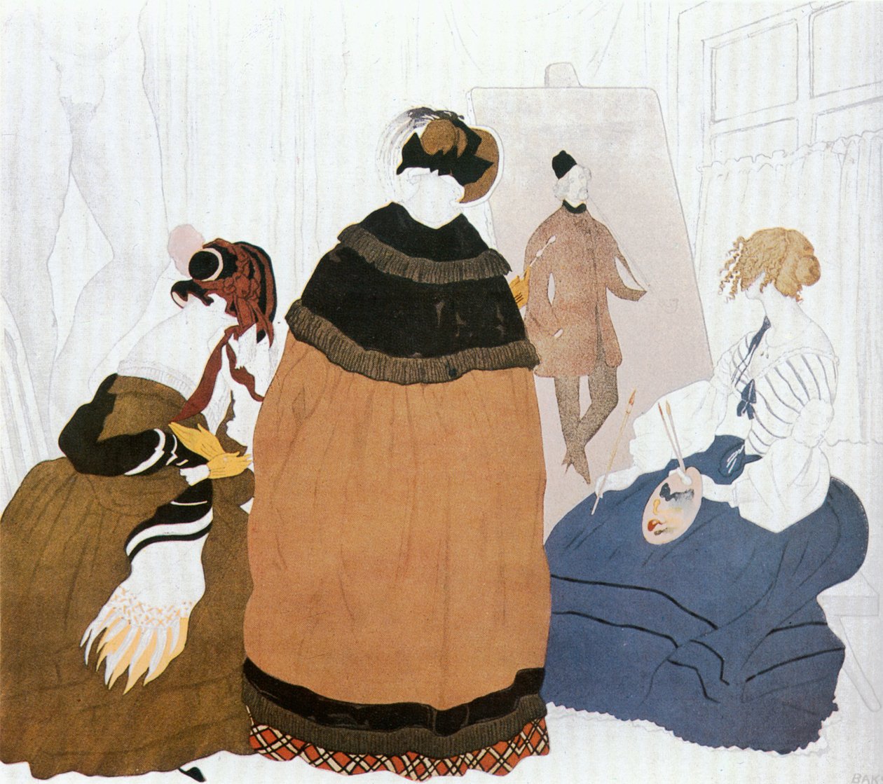 Im Atelier einer Malerin, Skizze für das Plakat der Ausstellung russischer Maler von Leon Bakst