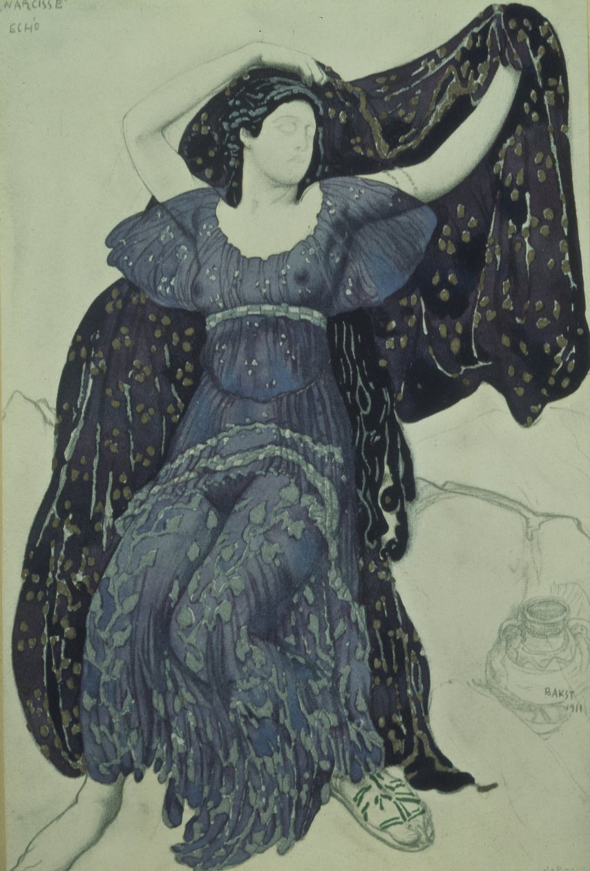 Nymphe Echo. Kostümentwurf für das Ballett Narcisse von N. Tcherepnin, 1911 von Leon Bakst