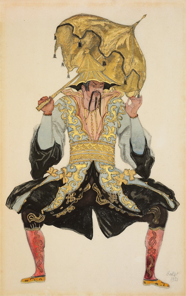 Der chinesische Mandarin, Kostümentwurf für "Dornröschen", 1921 von Leon Bakst