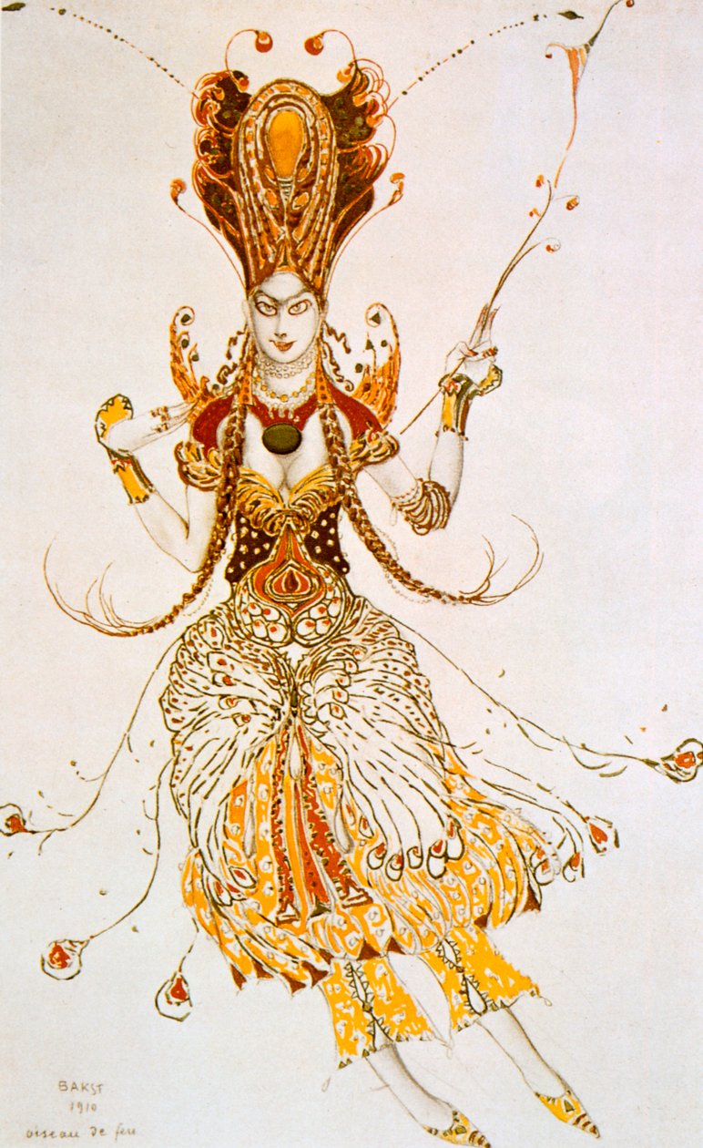 Der Feuervogel, Kostümentwurf für Strawinskys Ballett Der Feuervogel, 1910 von Leon Bakst