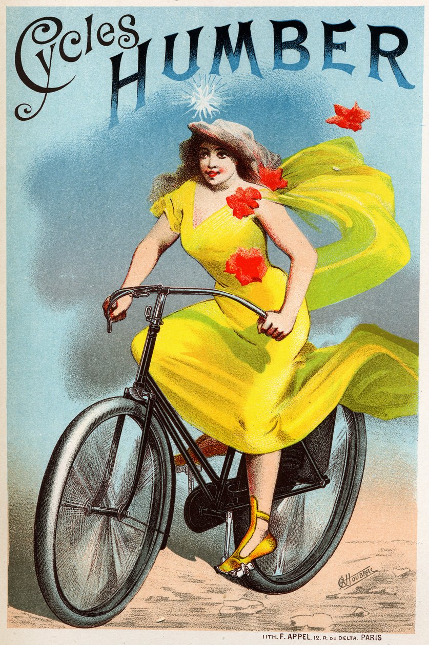 Transport. Humbert Fahrräder. Plakat von Choubrac, Frankreich, ca. 1895 (Plakat) von Leon Choubrac