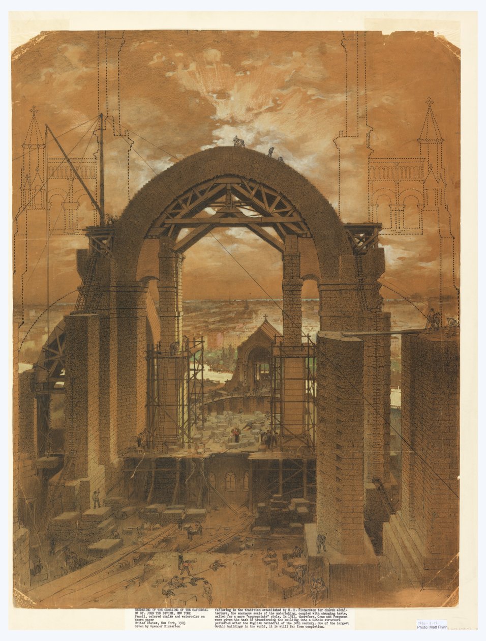 Darstellung des Kreuzgangs der Kathedrale von St. John the Divine, New York, NY von Leon Dabo