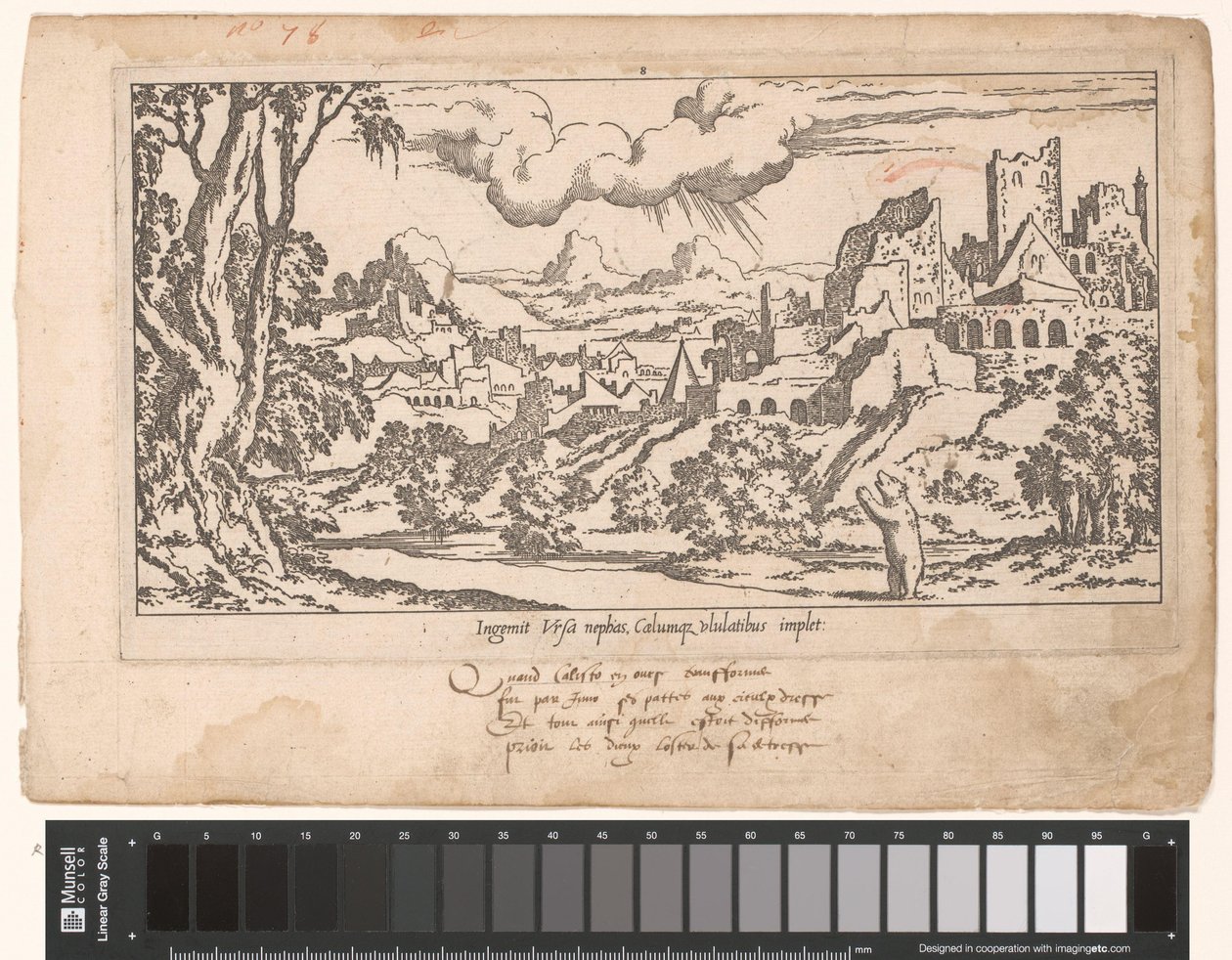 Callisto als Bär bittet Jupiter in einer Landschaft mit Ruinen (Die Fabel von Callisto, Serientitel) von Leon Davent