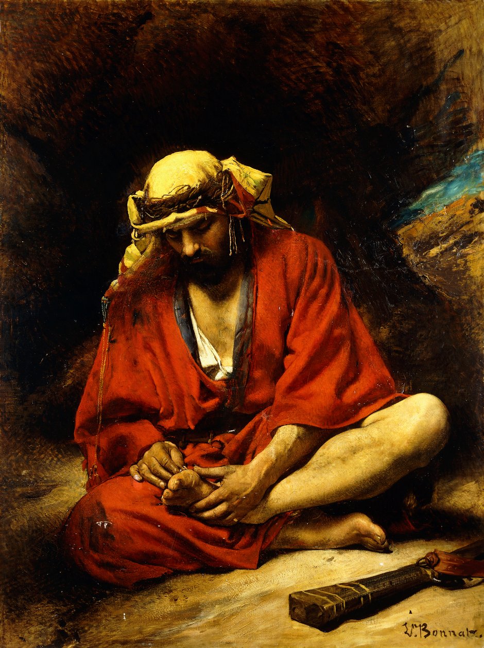 Ein Araber, der sich einen Dorn aus dem Fuß zieht von Leon Joseph Florentin Bonnat