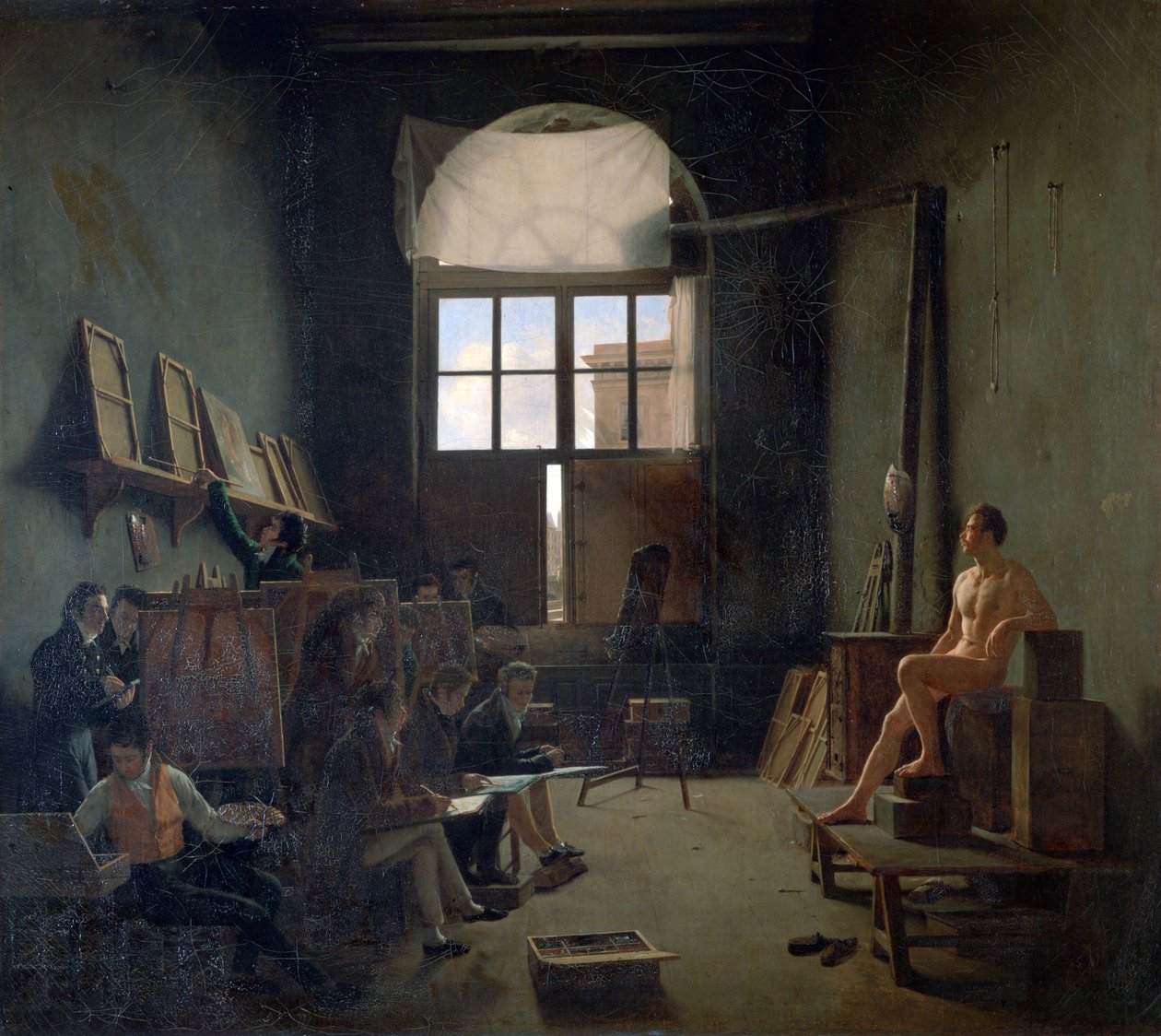 Die Werkstatt von David, 1814 von Leon Mathieu Cochereau