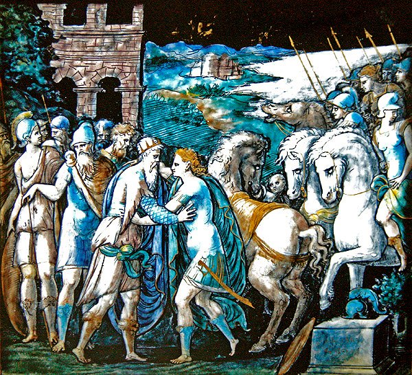 Das Treffen von Theseus und Artemis, Königin der Amazonen, 1563 von Leonard Limosin