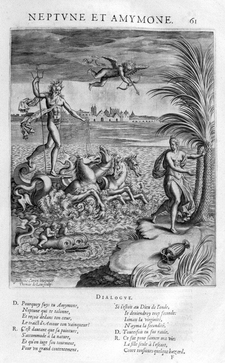 Neptun mit Amymone, Tochter des Danaus, die er vor einem Satyr rettet von Leonard Gaultier
