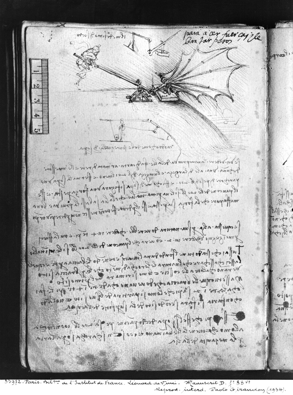 MS B fol.88v Testen der Belastungstoleranz eines Flügels, 1487-90 (Feder und Tinte auf Papier) von Leonardo da Vinci