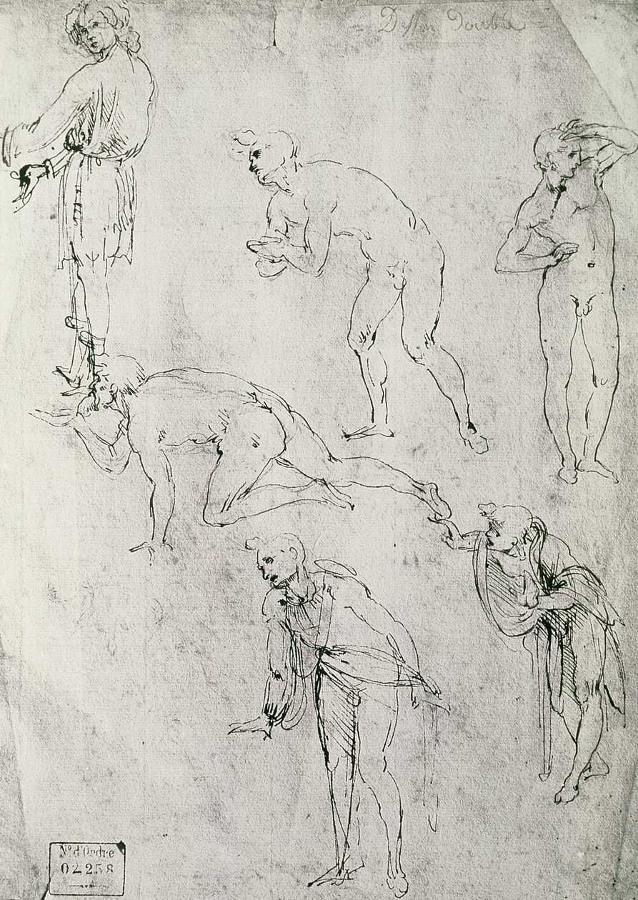 Sechs Figuren, Studie für eine Epiphanie von Leonardo da Vinci
