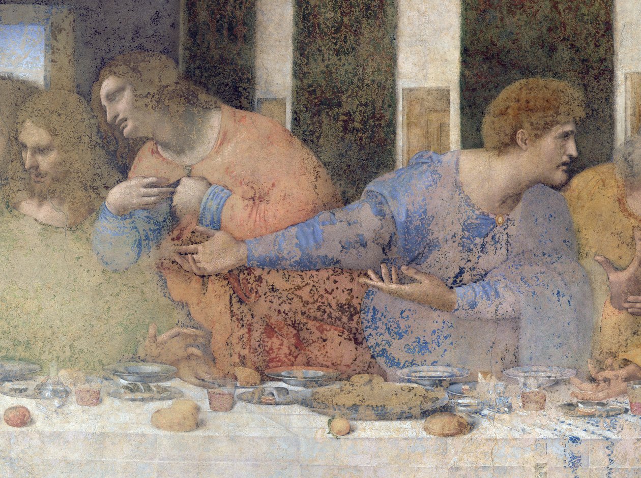 Das letzte Abendmahl, 1495-97 (nach der Restaurierung) (Detail) von Leonardo da Vinci