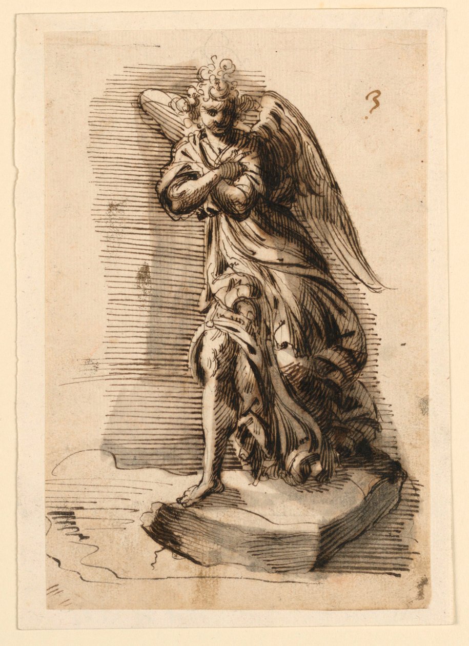 Entwurf für eine Skulptur: Engel in Anbetung von Leonardo Scaglia