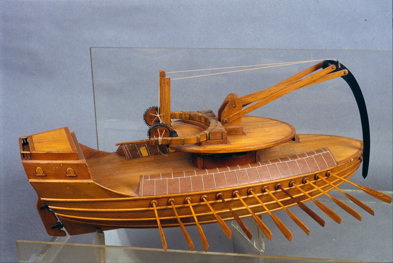 Escorpio, Boot mit dem Sporn. Modell nach der Zeichnung von Leonardo da Vinci (Leonardo da Vinci). Museum für Wissenschaft und Technik, Mailand. von Leonardo da (after) Vinci