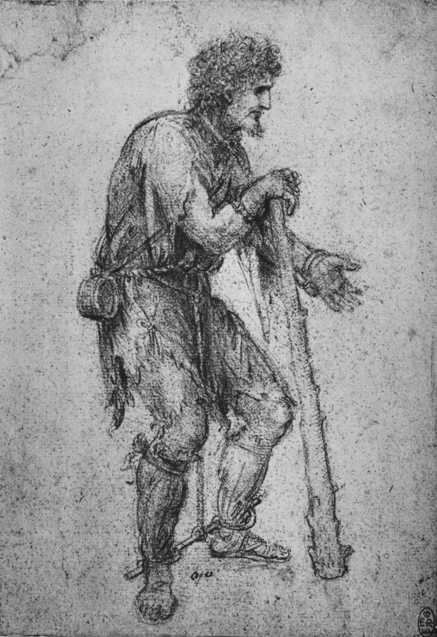 Ein Mann mit einem Knüppel und gefesselten Füßen, ca. 1480 von Leonardo da Vinci