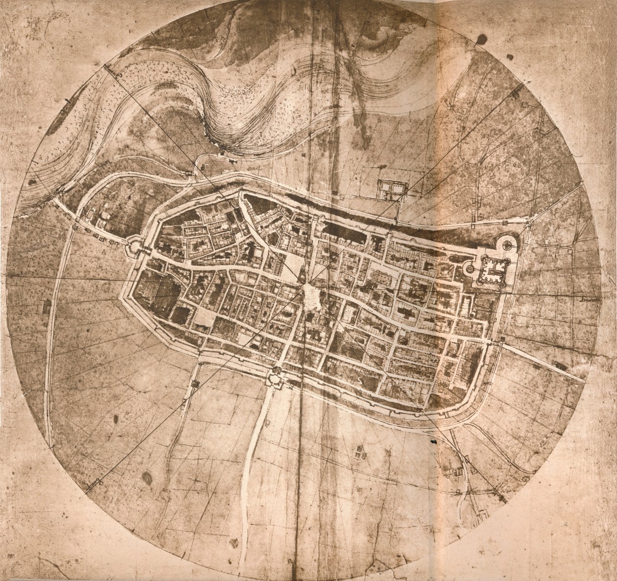 Eine Karte der Stadt Imola, Italien, ca. 1472-ca. 1519, 1883 von Leonardo da Vinci