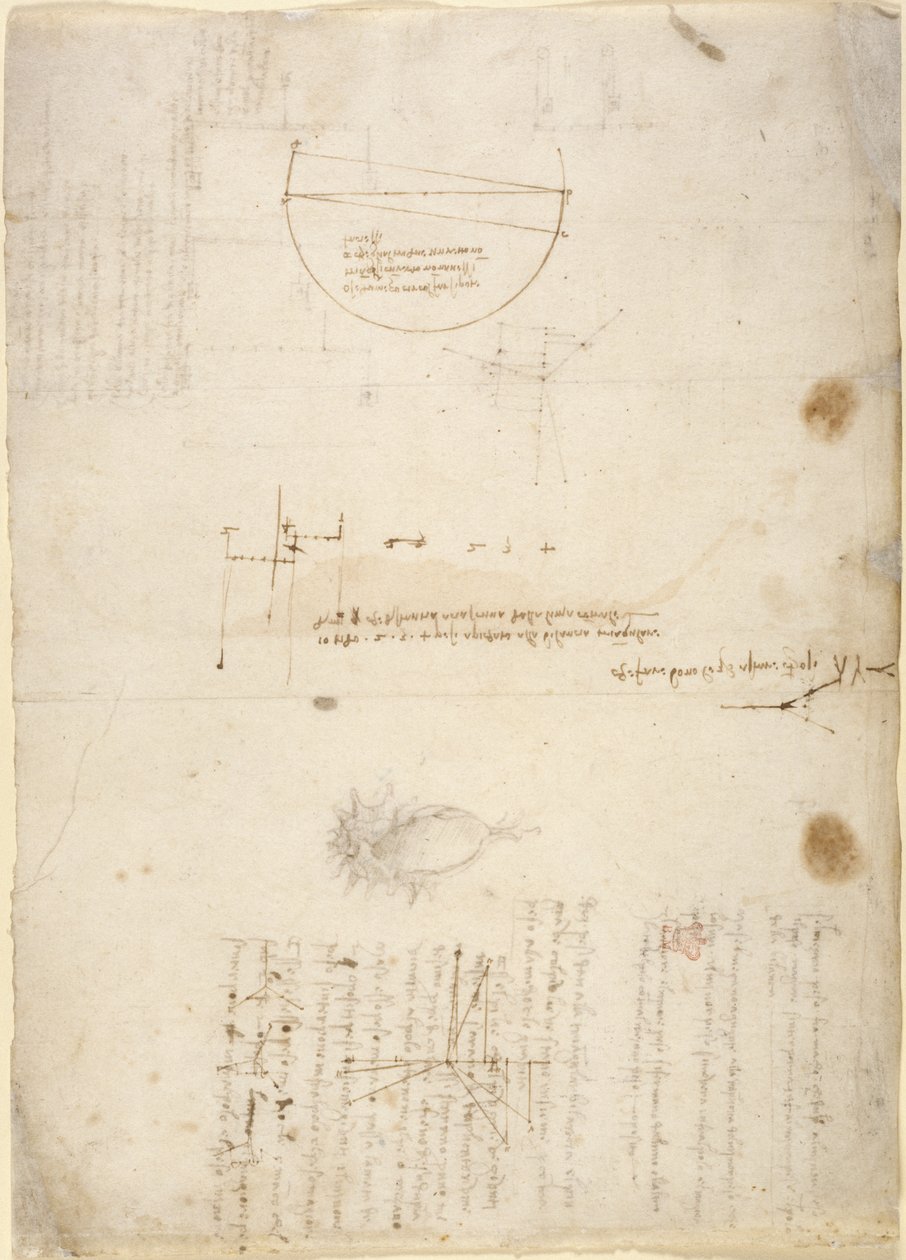 Notizen und Diagramme zur Mechanik aus dem 
