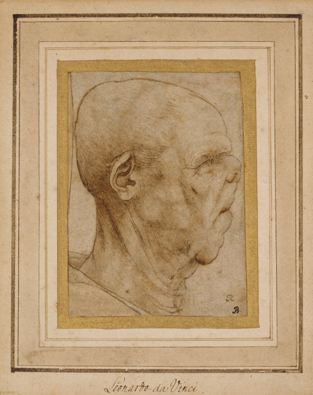 Karikatur des Kopfes eines alten Mannes, im Profil nach rechts, ca. 1507 von Leonardo da Vinci