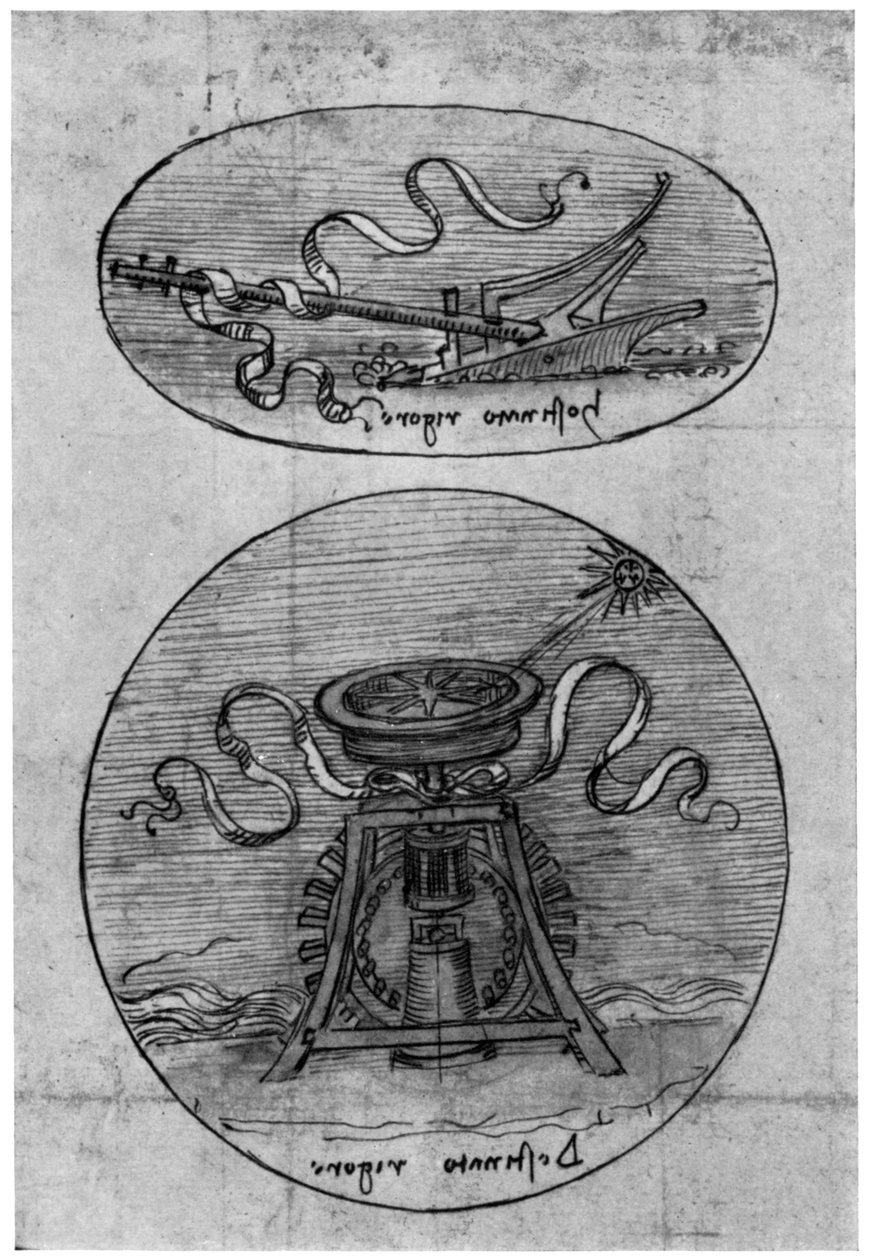 Emblem, Hostinato Rigore (Detail), spätes 15. oder frühes 16. Jahrhundert von Leonardo da Vinci