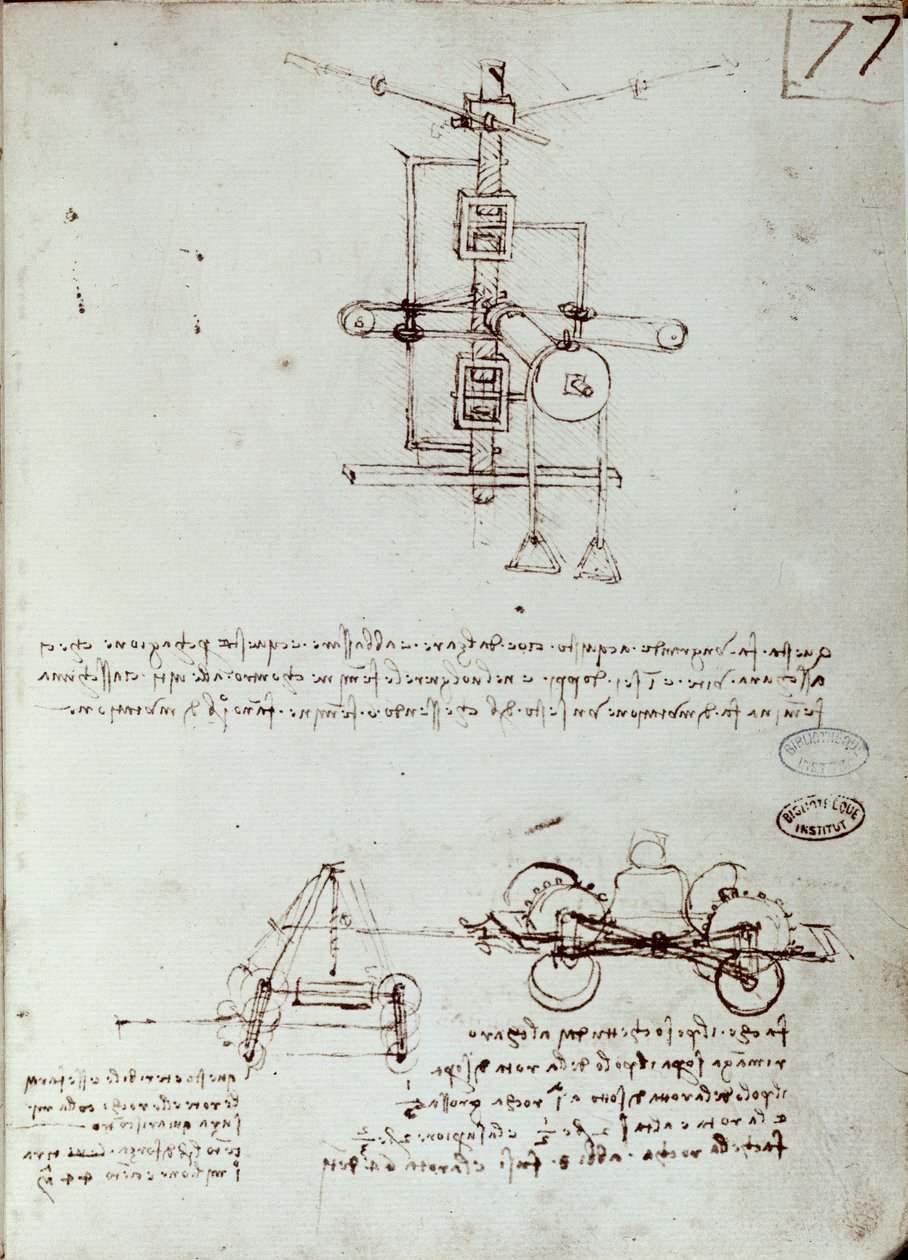 Zeichnung einer Flugmaschine. Manuskript von Leonardo da Vinci von Leonardo da Vinci